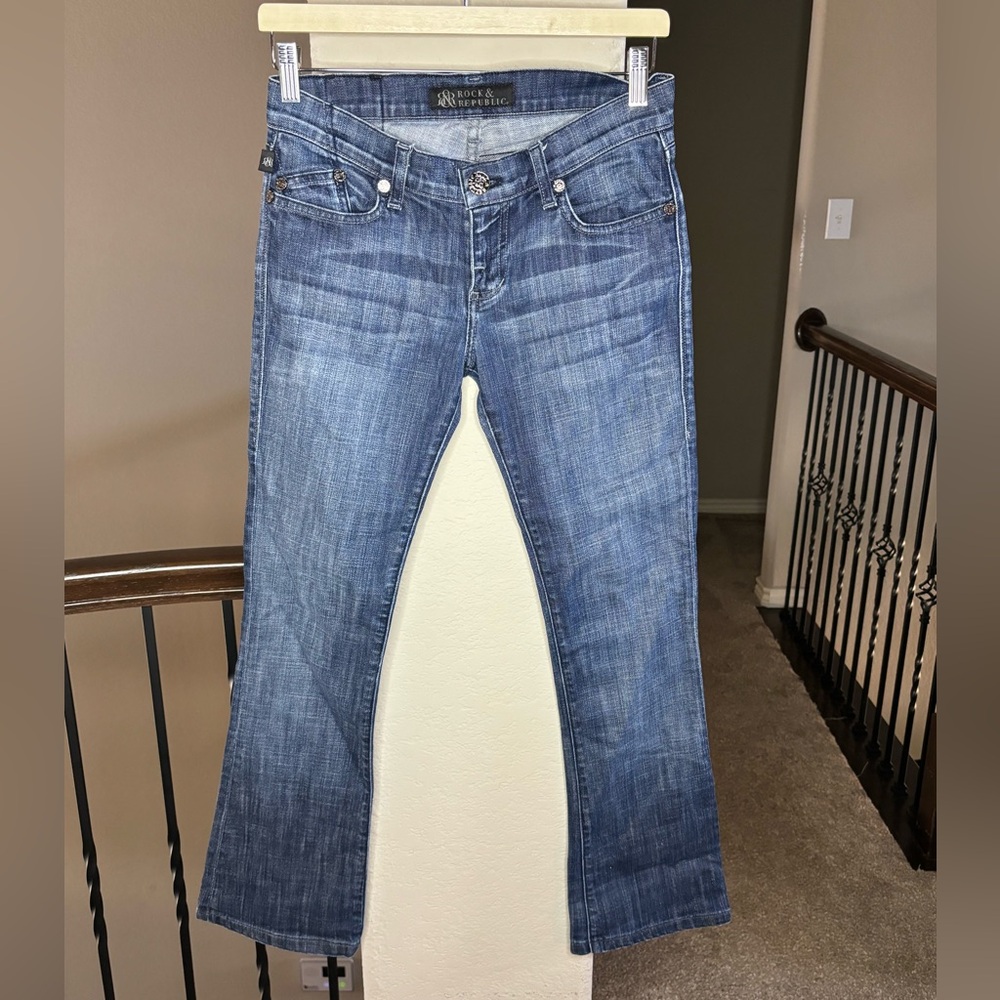 Rock & Republic Dark Wash Straight Jeans Style #KD60688 Size 26 Western Rodeo